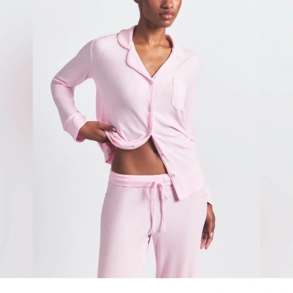 SKIMS NEW Sleep Long PJ Set Large Pink Bloom